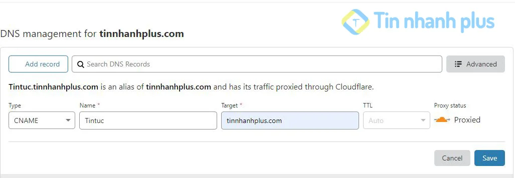 cách tạo subdomain vào cloudflare
