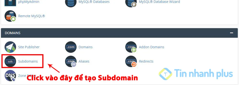 tạo subdomain trong cpanel
