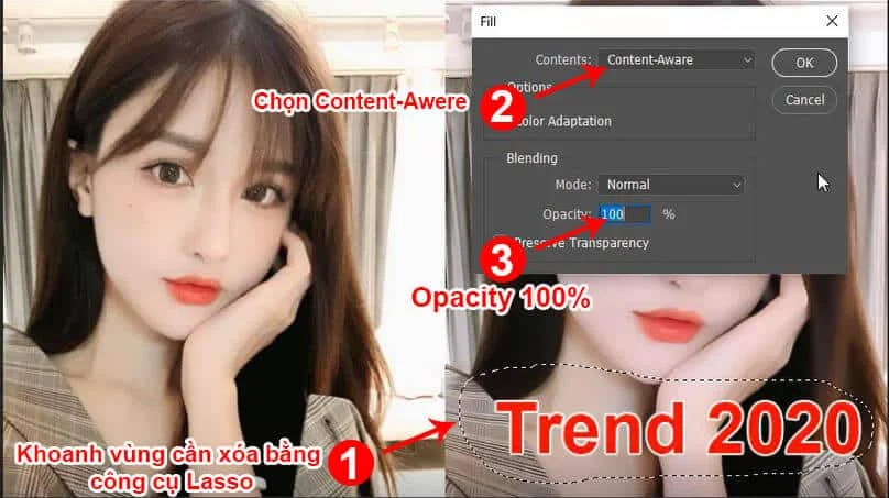 cách xóa chữ logo trong photoshop