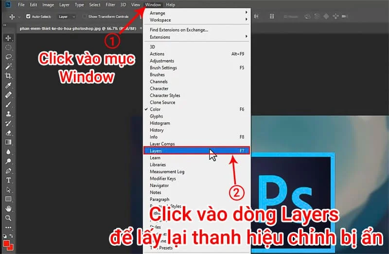 cách lấy lại layers bị ẩn trong Photoshop