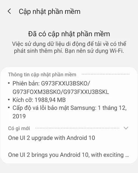 cập nhật phần mềm Android