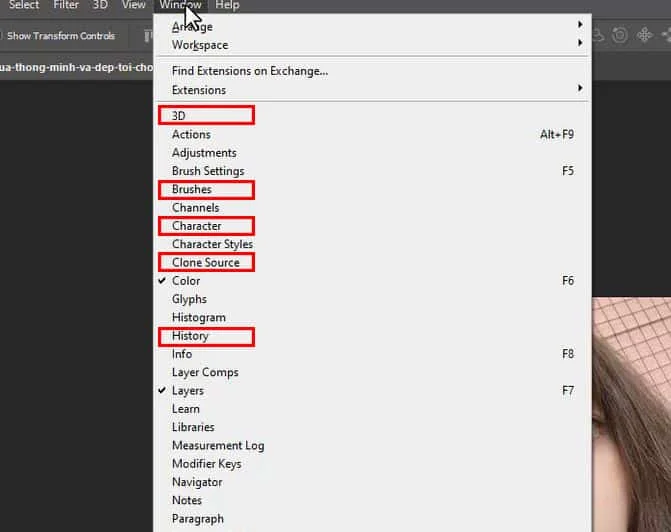 chức năng quan trọng trong photoshop