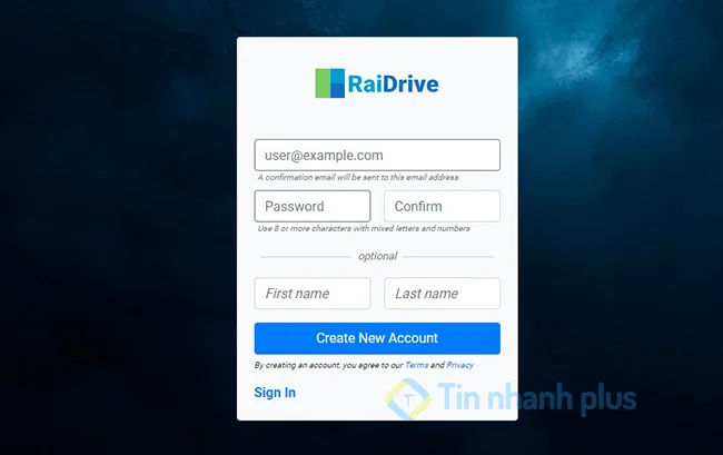 đăng ký raidrive Business
