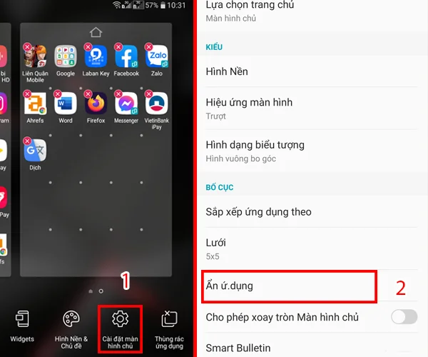 ẩn ứng dụng trên điện thoại lg