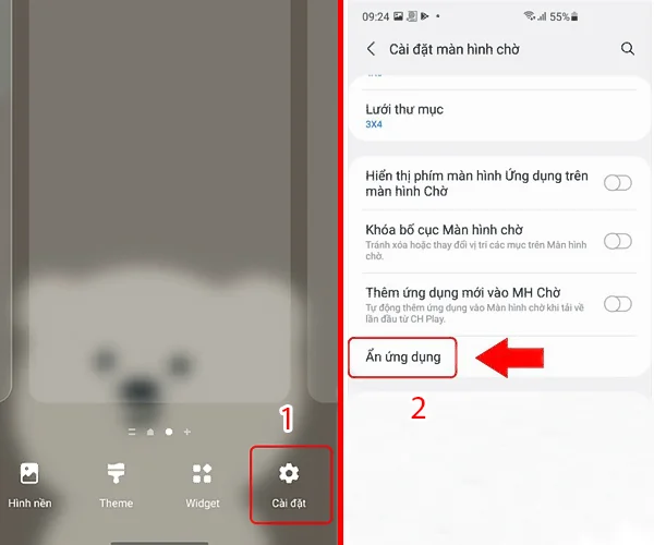 ẩn ứng dụng trên điện thoại samsung