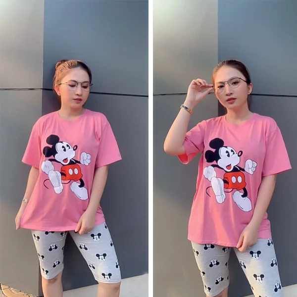 áo hồng quần ngố