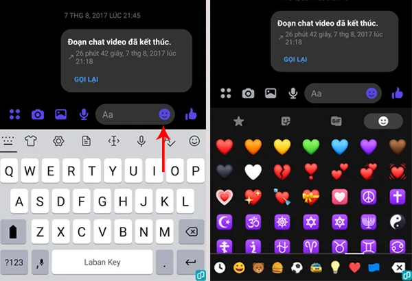 cách mở icon trái tim trên messenger