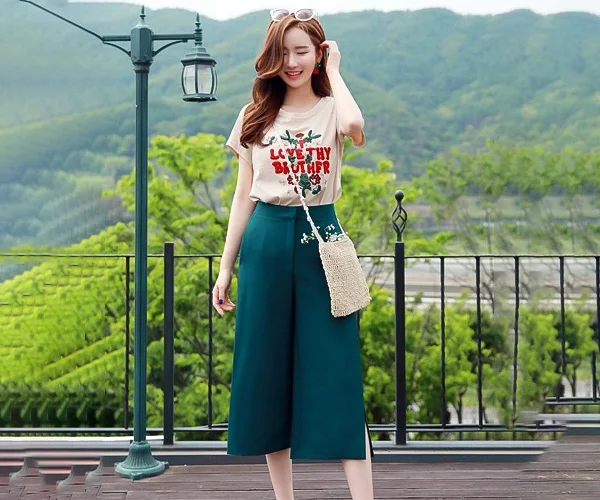 quần ống rộng với thun