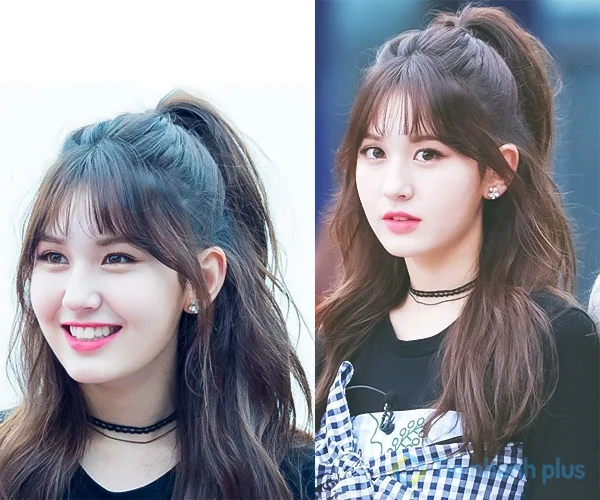 tóc buộc nửa đầu dễ thương