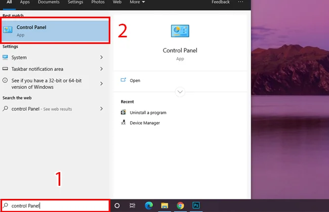 cách mở control panel bằng máy tính
