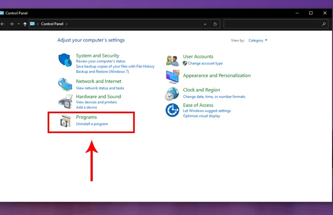 cách xóa ứng dụng bằng control panel