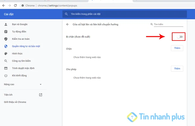 chặn chuyển hướng trên Google chrome