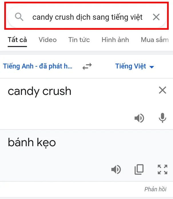 dịch tiếng anh bằng cách search trên điện thoại