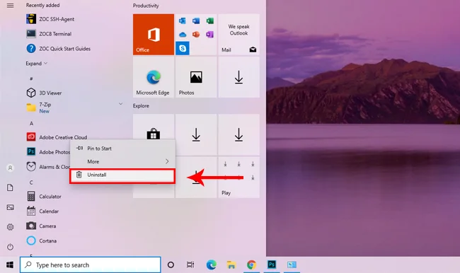 gỡ bỏ phần mềm bằng micosoft store
