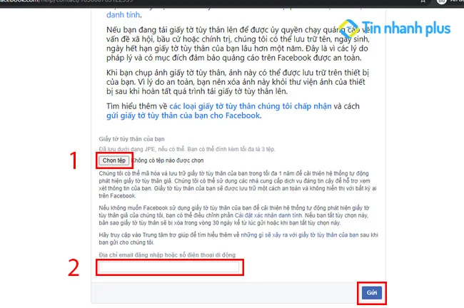 lấy lại mặt khẩu facebook bằng chứng minh thư thẻ căn cước