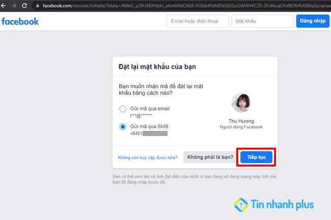 nhận mã xác nhận từ facebook bằng số điện thoại