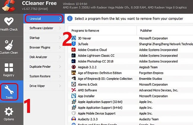 phần mềm cclener