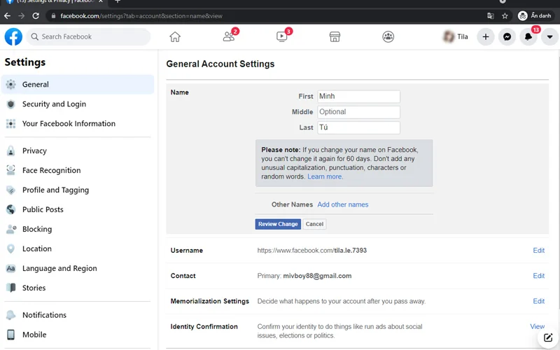 thay đổi tên facebook khi bị cấm