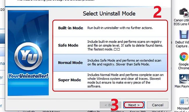 xóa bỏ ứng dụng bằng your uninstall