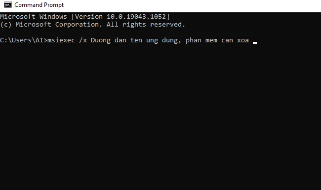 xóa phần mềm bằng Command Prompt 