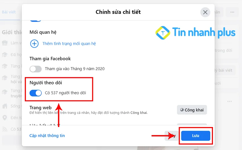 Bật chế độ theo dõi trên Facebook