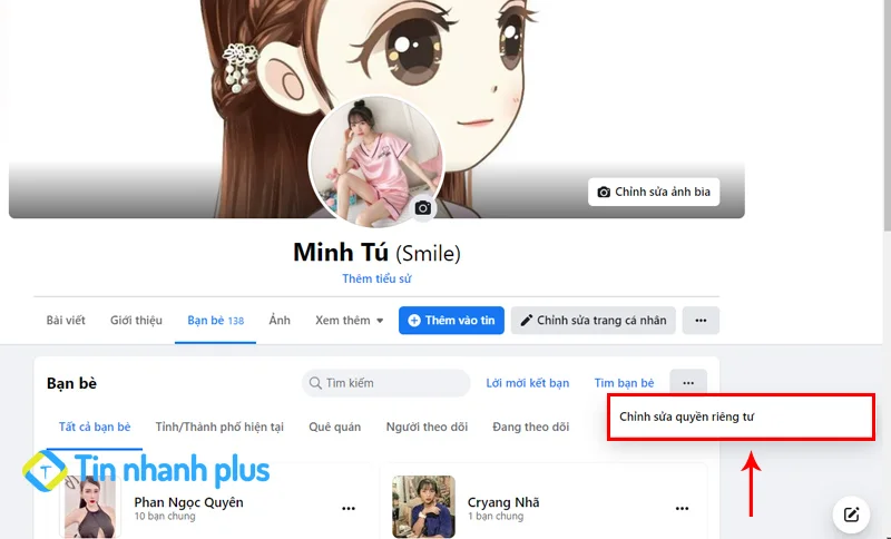 hướng dẫn ẩn danh sách bạn bè trên máy tính