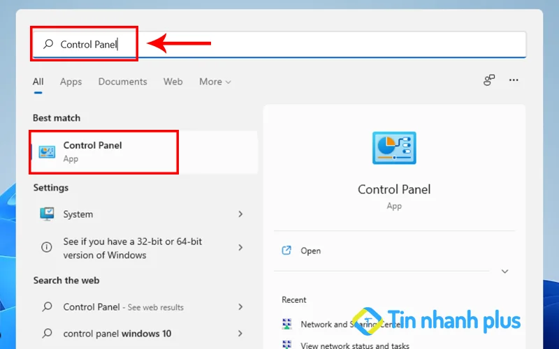 cách mở control panel