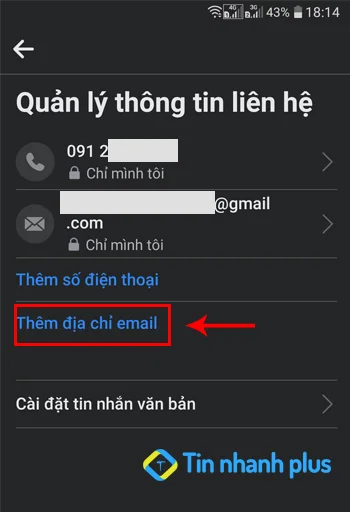 cách thêm email vào facebook