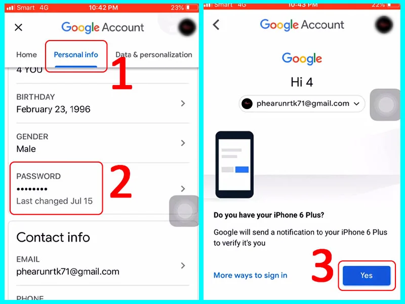 cách thay đổi mật khẩu gmail trên iphone