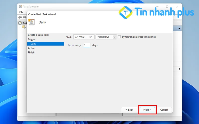 tắt máy tính bằng Task Scheduler