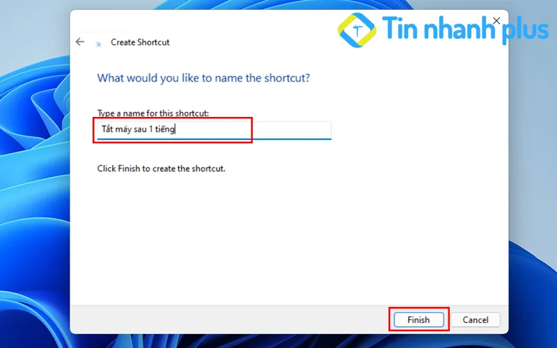 hẹn giờ tắt máy tính trên Shortcut