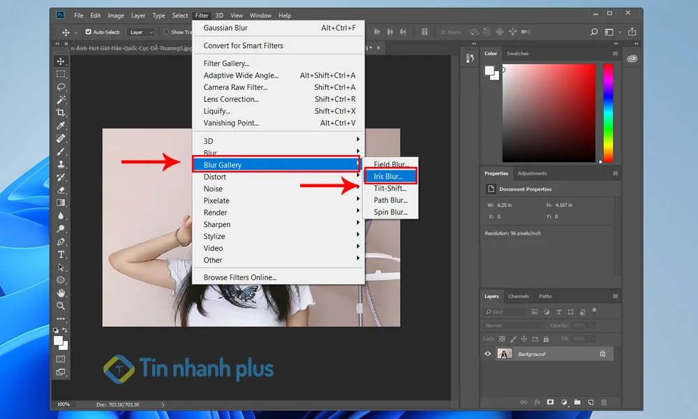 làm mờ ảnh bằng công cụ Iris Blur