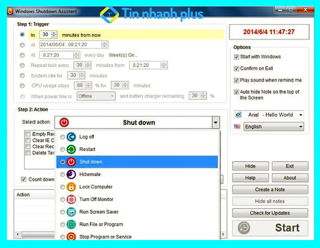 phần mềm Windows Shutdown Assistant