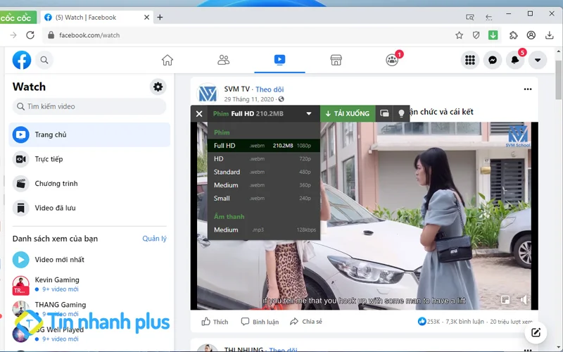 tải video facebook bằng trình duyệt cốc cốc