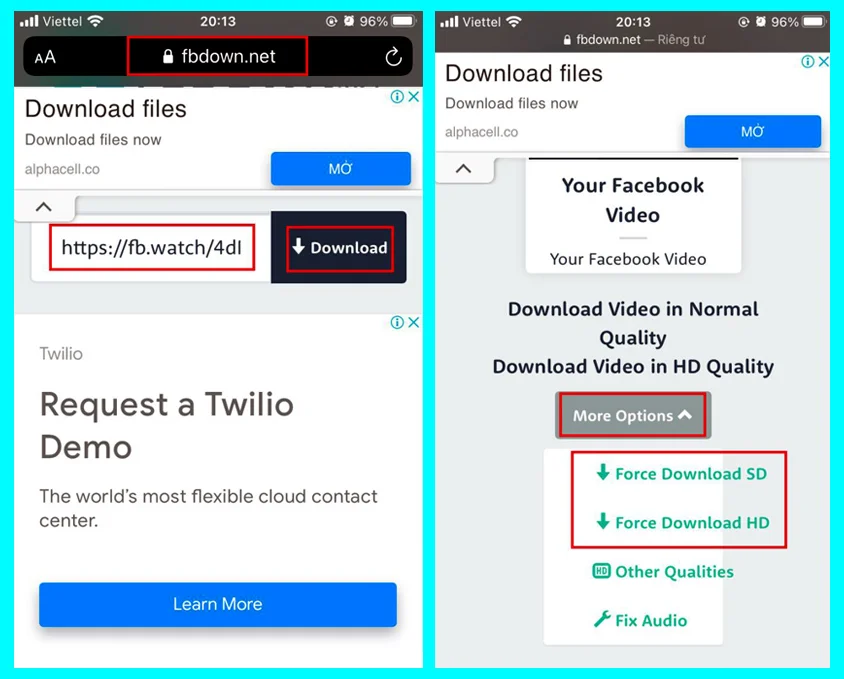 tải video facebook về điện thoại