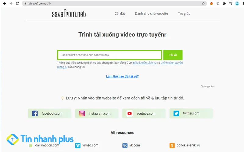 tải video về máy tính bằng savefrom