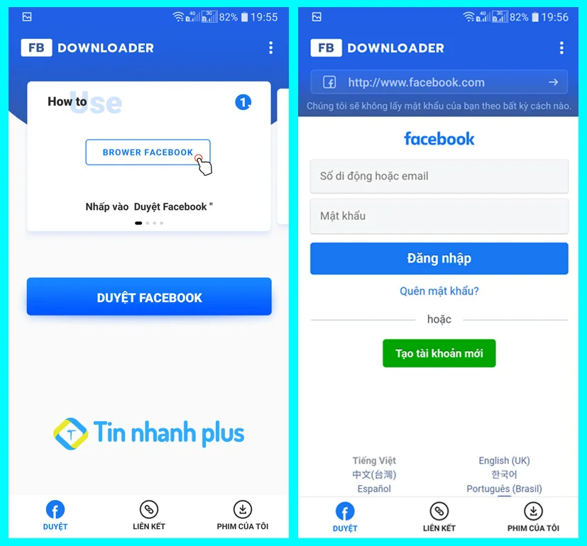 tải video facebook về điện thoại bằng fbdownload