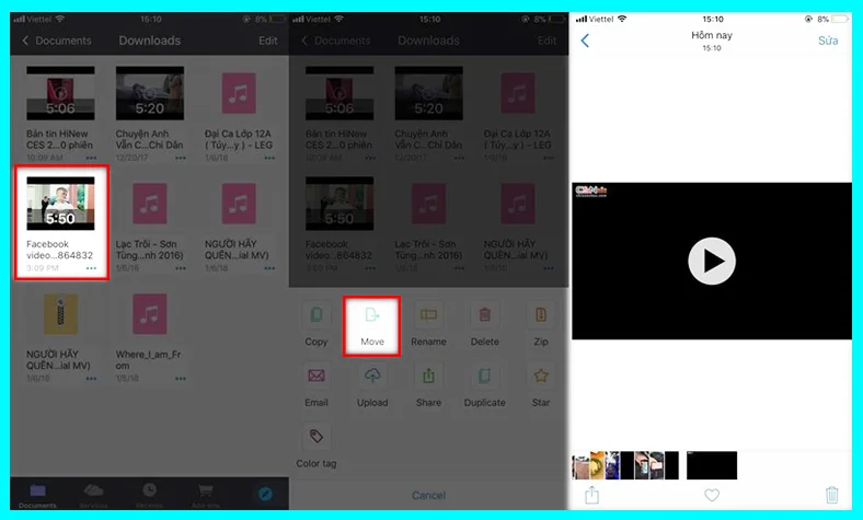 cách tải video facebook trên iphone bằng documents