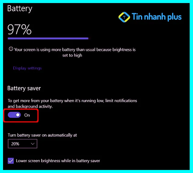 tắt ứng dụng chạy ngầm bằng Battery saver settings