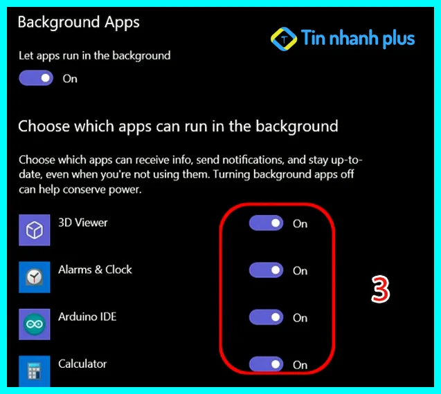 tắt phần mềm chạy ngầm trên windows bằng background apps