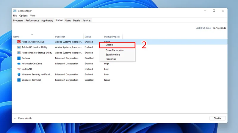 tắt ứng dụng chạy ngầm trên windows