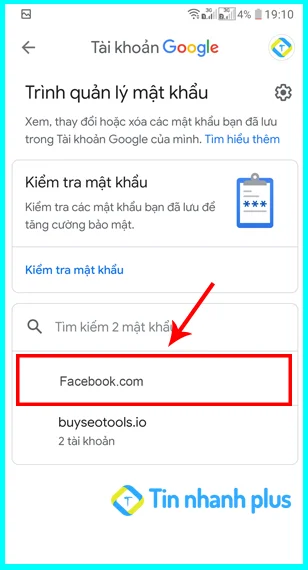 cách xem mật khẩu facebook bằng smart lock