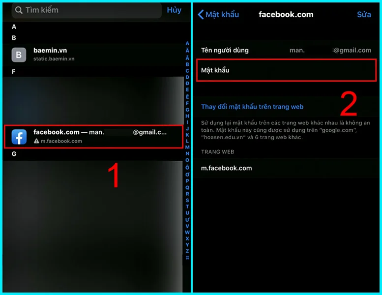 xem mật khẩu facebook trên phiên bản ios 13
