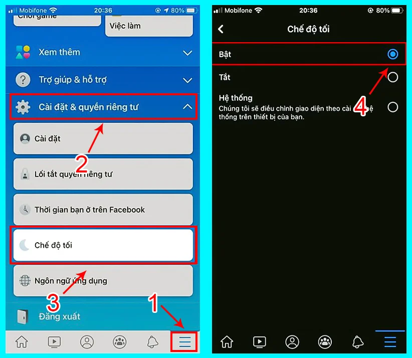 bật chế độ dark mode trên điện thoại ịPhone