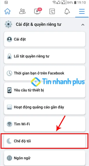 cách bật facebook dark mode trên điện thoại android