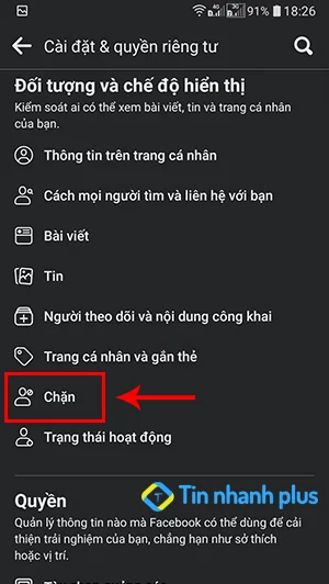 bỏ chặn facebook người khác