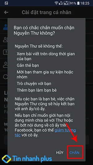 hướng dẫn cách chặn Facebook của người khác