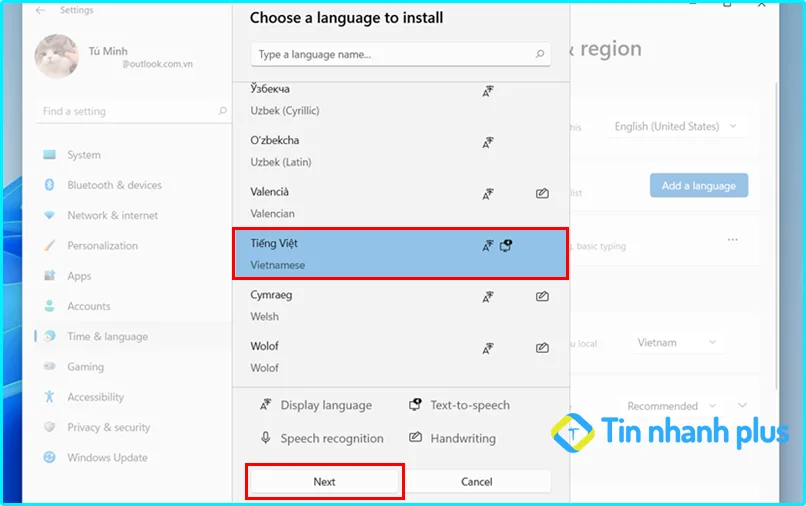 chuyển ngôn ngữ win 11