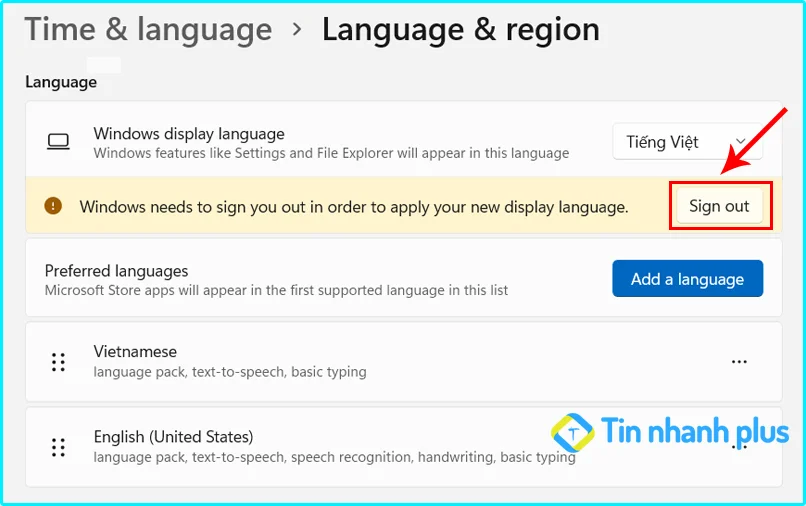 thay đổi ngôn ngữ trong win 11