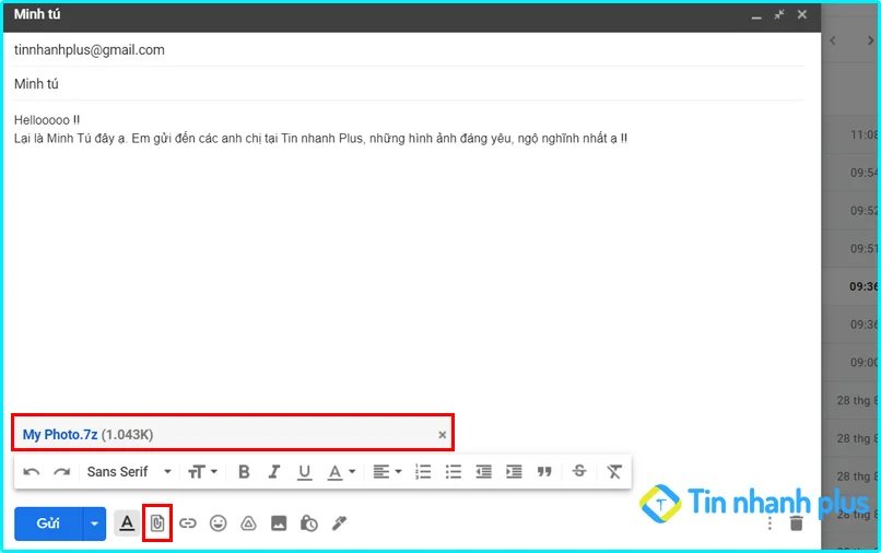 gửi album ảnh bằng gmail